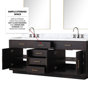 Lexora 80'' Bathroom Vanity with Carrara Marble Top | Wayfair